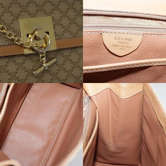 CELINE Macadam Canvas Hand Bag Coated Canvas Beige - Picture 11 of 12